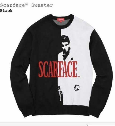 送料無料 M Supreme Scarface Sweater Black 17FW 17AW シュプリーム スカーフェイス セーター 極美品 Box Logo ボックスロゴ ステッカー