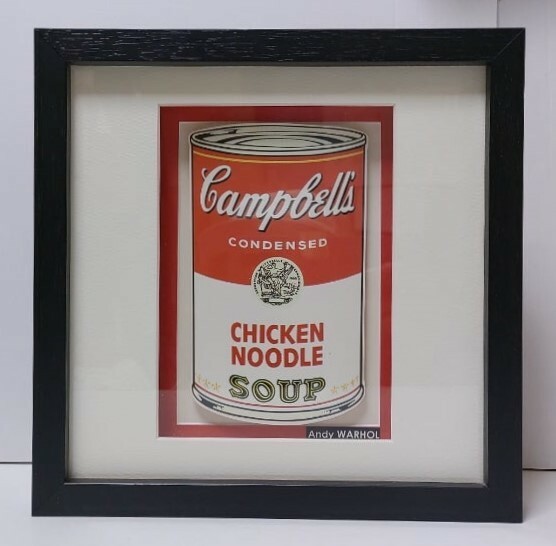 1997 米国製 ハンドメイド 3Dアート Andy Warhol 額装品『Campbell's Soup Ⅰ』額実測外寸約22×22×2.9cm 箱なし※複製品/USED/好アイデア