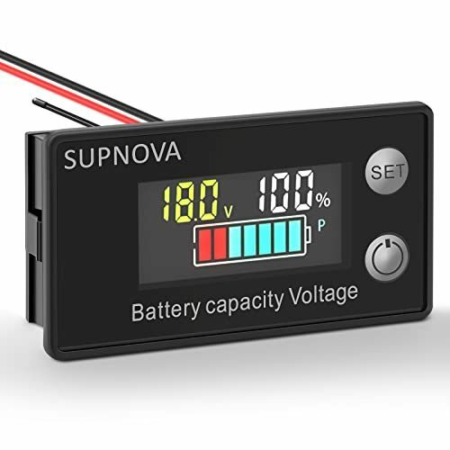 バッテリー残量計 電池残量チェッカー デジタル電圧計 DC8-100V 2線式 バッテリー残量表示計 小型 カラースクリーン