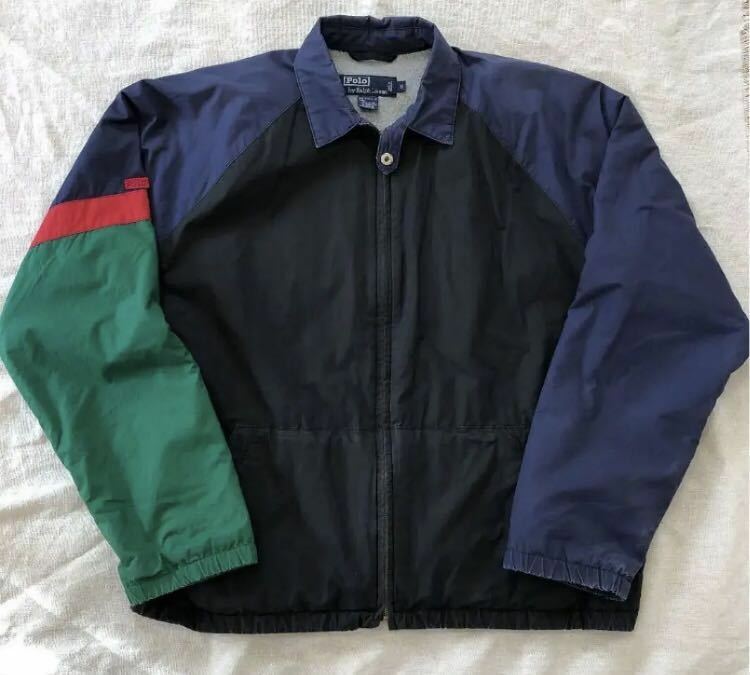 90s POLO by Ralph Lauren ポロバイラルフローレン コットン ジャケット ブルゾン RRL ダブルアールエル 1992 1993 フリース stadium