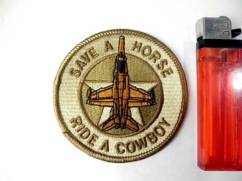 アメリカ海兵隊【VMFA-112/COWBOYS スコードロンパッチ】公式？/USMC/ホーネット/SAVE A HORSE/刺繍/ワッペン/部隊章/未使用・美品