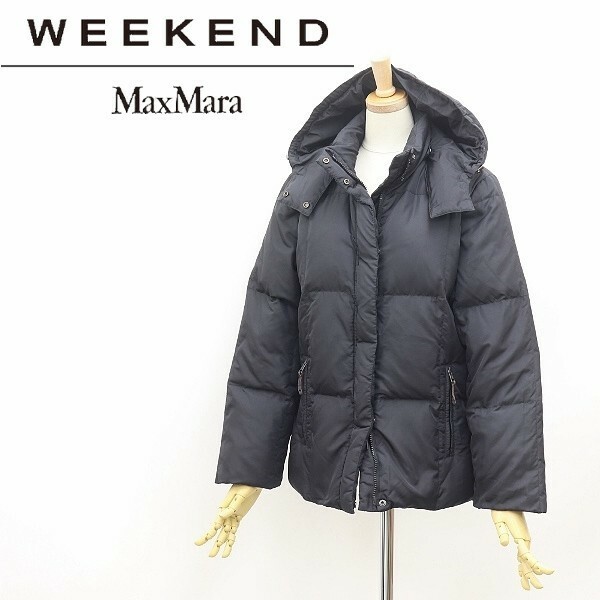 ◆Max Mara WEEKEND マックスマーラ リバーシブル フーデッド ダウン ジャケット 黒 ブラック 36