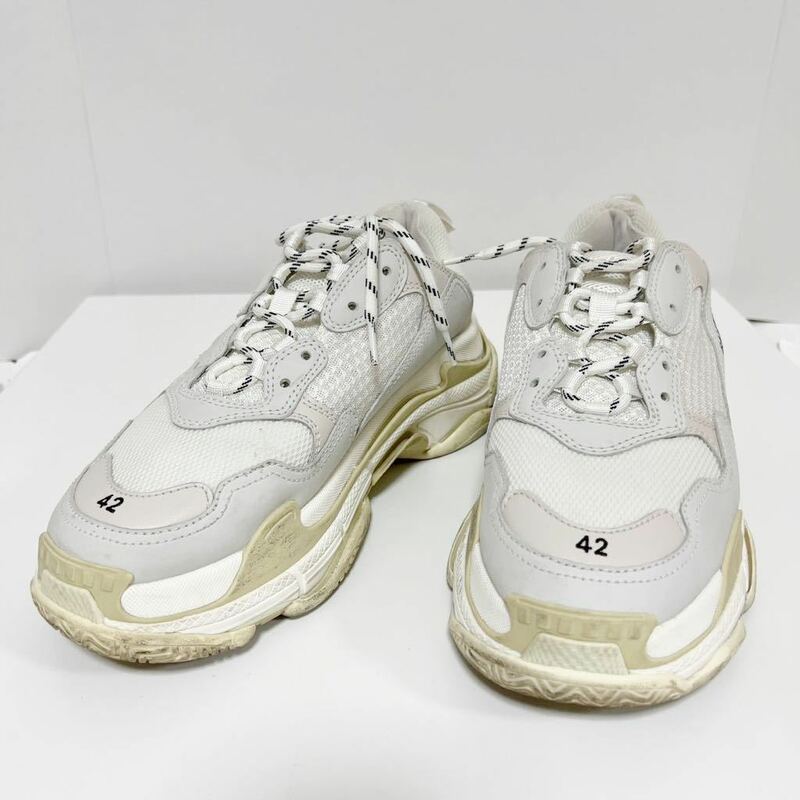 BALENCIAGA TRIPLE S バレンシアガ トリプルS 42 ローカット スニーカー 534217 ブラン 中古