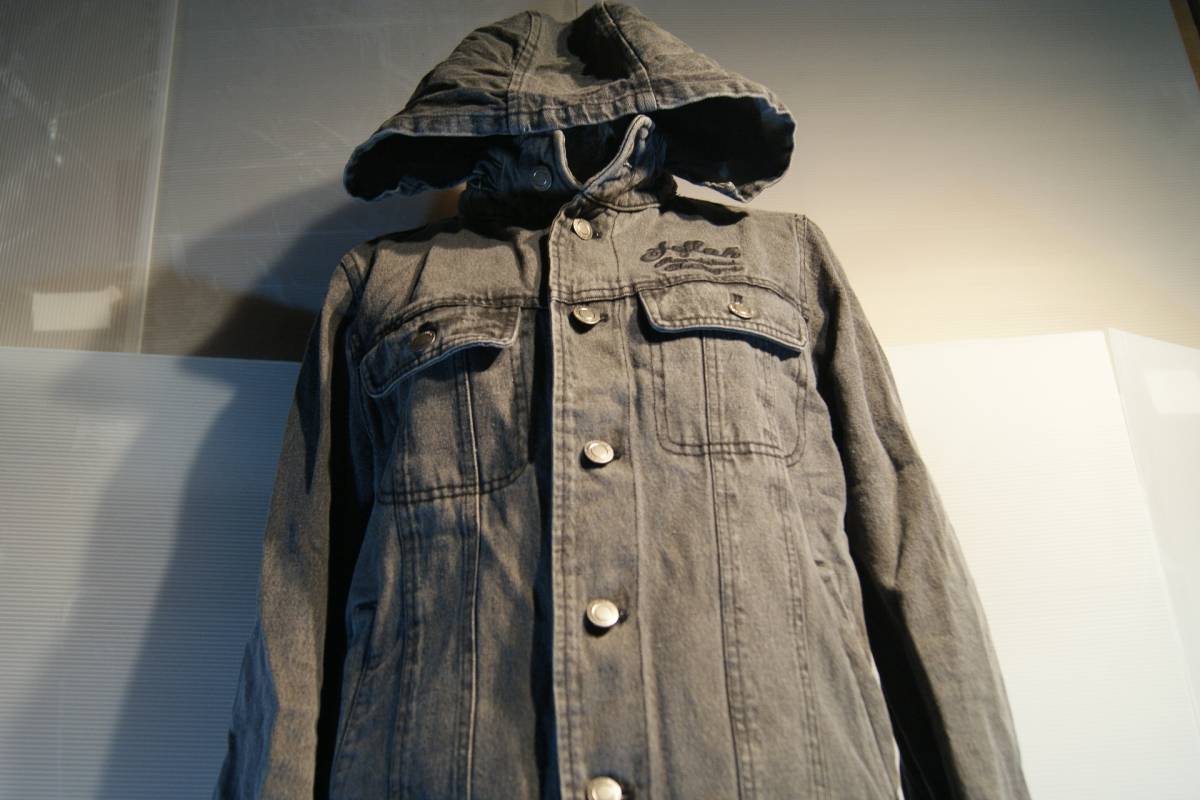 LEFLAH レフラー デニム パーカ Gジャン デニムジャケット フード付 ロゴ WEAR フード収納