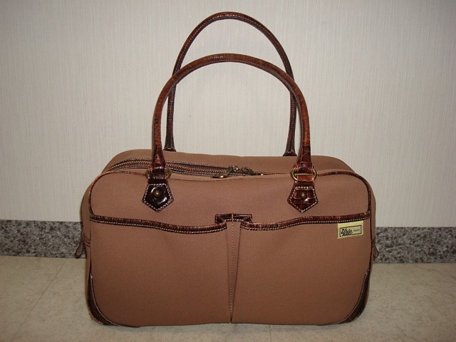 ■■■中古 Upla PARIS ウプラ 【 キャンバス系×レザー皮革】 ポケット充実 トートバッグ ハンドバッグ ボストンバッグ ベージュブラウン