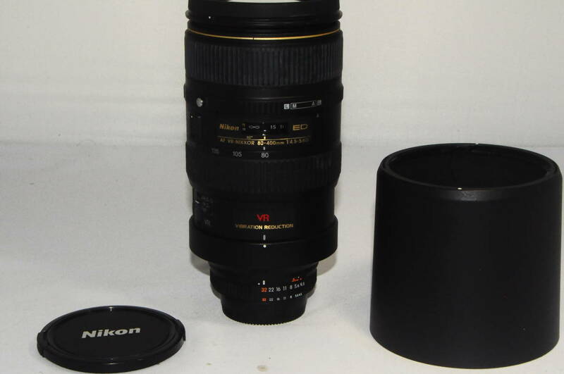 大人気　Nikon AI AF VR Zoom-Nikkor 80-400mm F4.5-5.6D ED (フード付き) ニコン AF一眼レフ用 超望遠ズームレンズ　＃05444