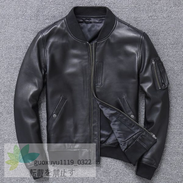 新品★シープスキン TYPE MA-1 フライトジャケット ブラック L(38) サイズ選択可 ボマー ボンバー レザー ラム 羊革