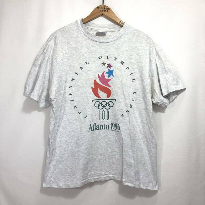 ■ 90s 90年代 ビンテージ Hanes BEEFY ヘインズ アトランタ オリンピック 1996 イラストプリント 半袖 Tシャツ LARGE Atlanta OLYMPIC ■