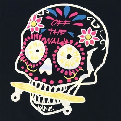 VANS ヴァンズ OFF THE WALL スカル／ドクロ／髑髏／骸骨 Ｔシャツ 黒／Ｌサイズ