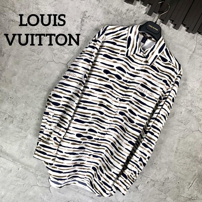 『LOUIS VUITTON』ヴィトン (38) 総柄シルクシャツ / ブラウス