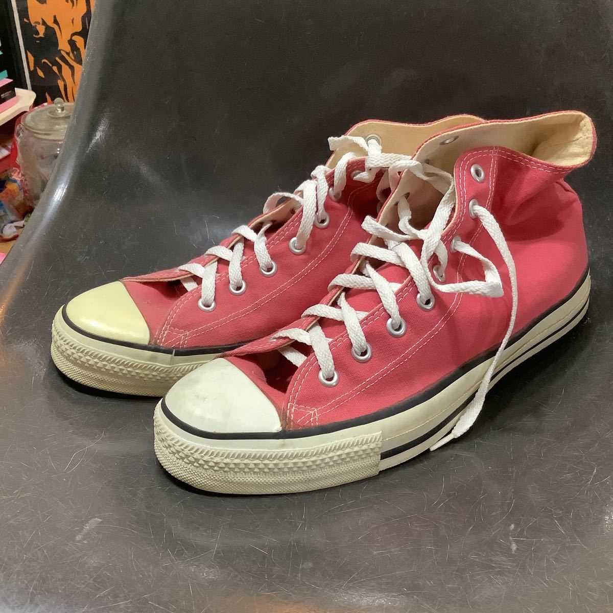 ビンテージコンバースオールスターハイカット廃盤品古着フリー＆イージーUSA製ピンク90年代CONVERSE チャクテーラーアメリカ製
