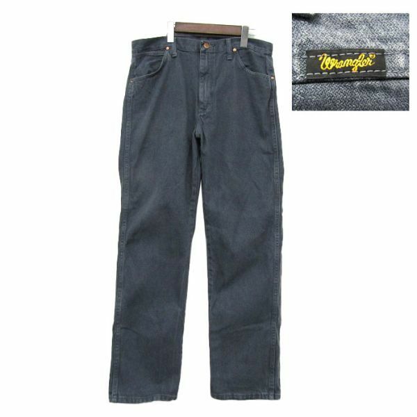 サイズ W34 L32 メキシコ製 ラングラー Wrangler コットン ワーク カラー デニム パンツ ジーンズ ストレート グレー 古着 2O2698