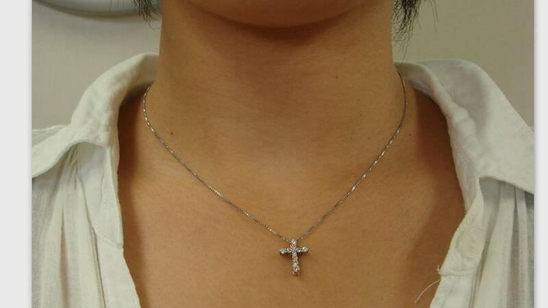 40㎝　pt850 ダイヤモンド クロス ネックレス ベネチアン チェーン プラチナ 十字架 pt900