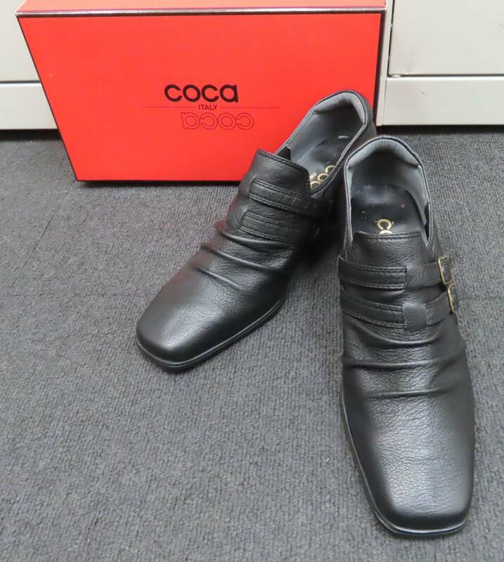 #65332 美品 coca レディース シューズ レザー パンプス 36 ブラック系 