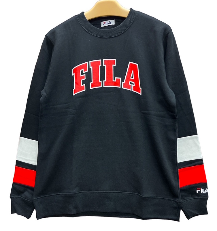 ■即決★Mサイズ★新品タグ付 FILA フィラ★メンズ 紳士用★ビッグロゴマーク UVカット あったか 裏起毛トレーナー/bk01★￥3190