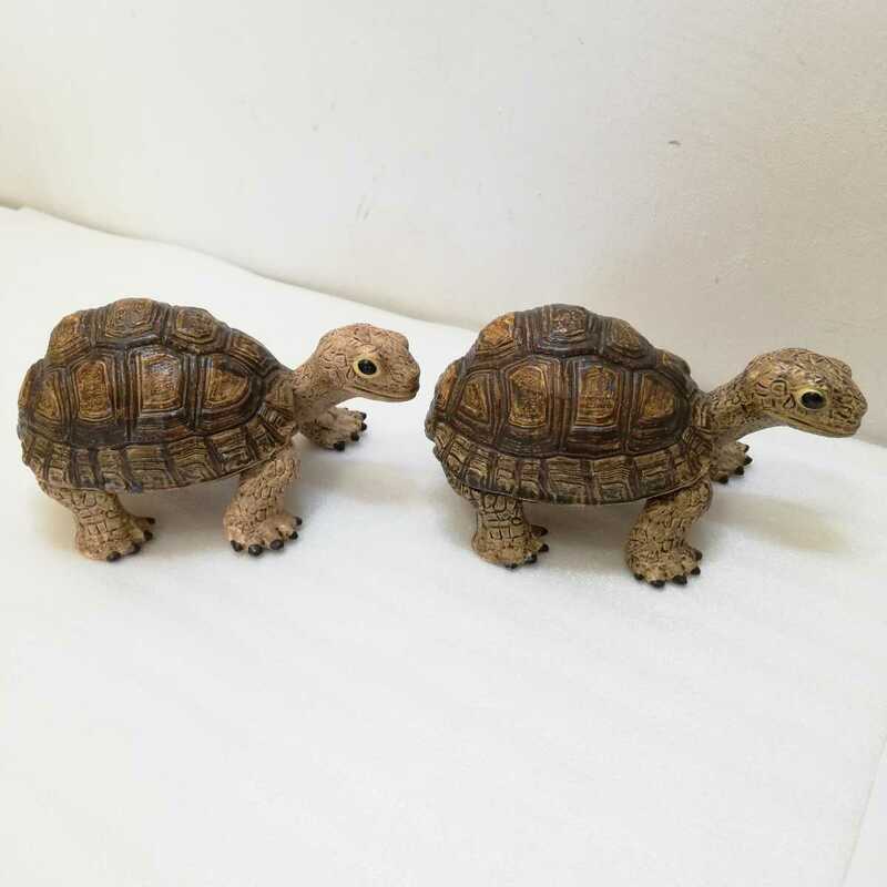 1997 Safari Ltd Incredible Creatures Tortoise サファリ社 カーネギー 動物フィギュア リクガメ 11.7cm 2体セット [ビンテージ 陸ガメ]