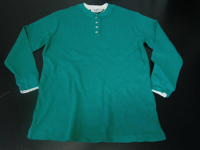 kp6 90'scarolina colours フェイクレイヤード ヘンリーネックサーマル　ワッフル　長袖Tシャツ ロンT
