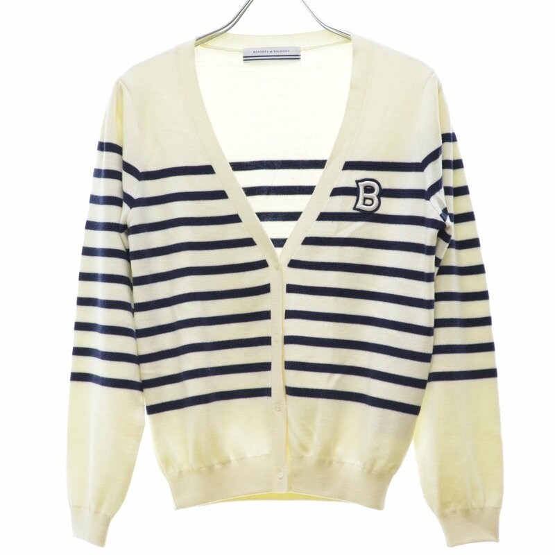 【36】BORDERS at BALCONY / ボーダーズ アット バルコニー 21AW BD2121-1A-04 WOOLSILK TEAM CARDIGAN ウールシルクチームカーディガン