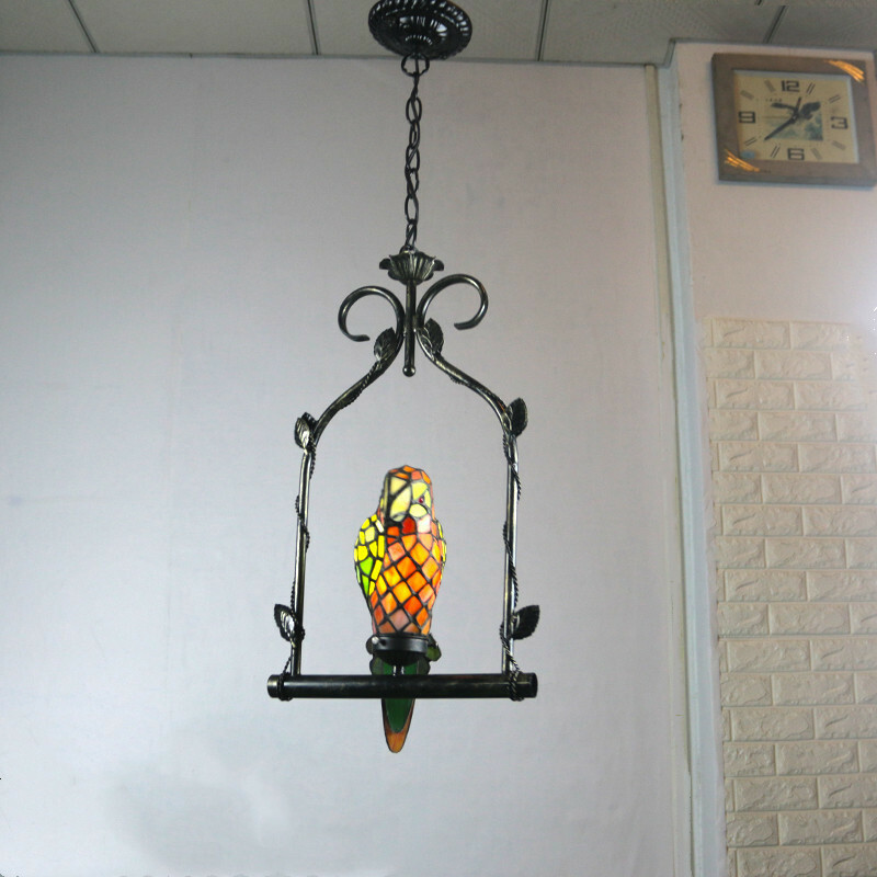 ◆極上品◆芸術品◆ステンドランプ ステンドグラス 鸚鵡 ペンダントライト オウム 吊り下げ照明 ティファニー 装飾品 照明