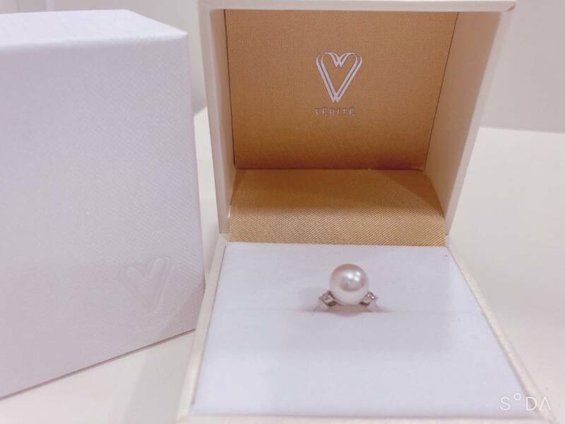 ◆【美品】VERITE ベリテ PT900 パール　ダイヤモンド　リング　0.08ct　南洋真珠
