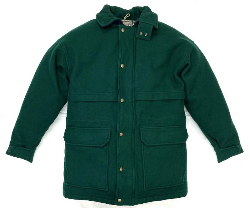 美品 USA製 80~90s WOOLRICH ウールジャケットM コート 緑紺 ハンティング ウールリッチ