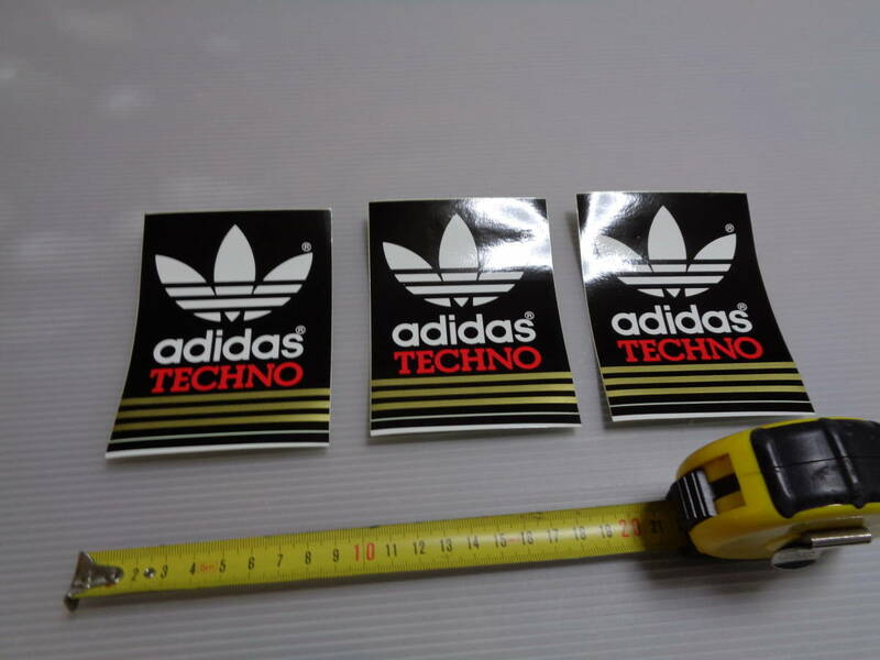 ３枚　TECHNO　テクノ　ビンテージ　　アディダス　　vintage adidas 　８０ｓ　ステッカー　　シール　　昭和レトロ　　未使用