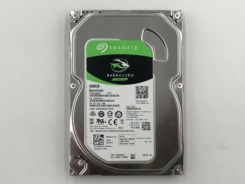 Seagate ST500DM009 [500GB SATA600 7200] 内蔵型ハードディスクドライブ 美品 バルク 動作確認済, 健康状態正常,フォーマット済
