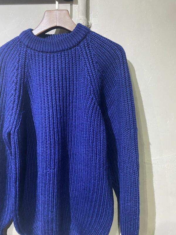 【即決】50-60s Scotland sweater スコットランド ヘビー ウール ニット セーター ラグラン ネイビーブルー 肉厚 ヴィンテージ ビンテージ