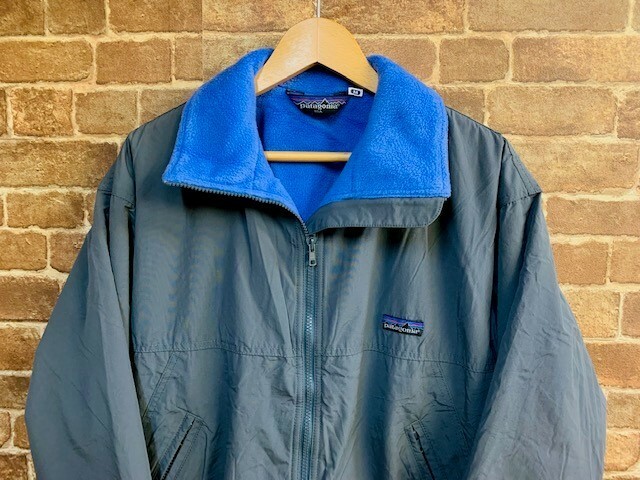 ★実寸ML！90'sヴィンテージパタゴニア.patagonia.灰色×紫.ナイロンシェルジャケット.US古着.フリース.f&e.ラギッド70sアウトドアスタイル