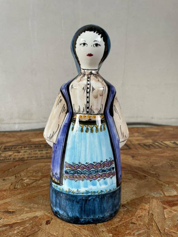 ヴィンテージ ギリシャ 陶製 人形 女性 ハンドメイド 陶器 置物 飾り オブジェ インテリア フィギュリン レトロ アンティーク GREECE
