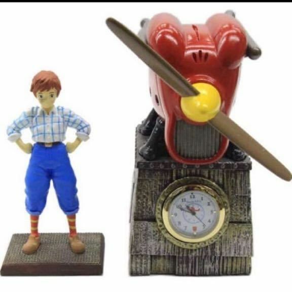新品 絶版■未使用 ベネリック スタジオジブリ 紅の豚 置時計 サボイアS-.21後期型 時計ムーブ フィオ・ピッコロ フィギュア