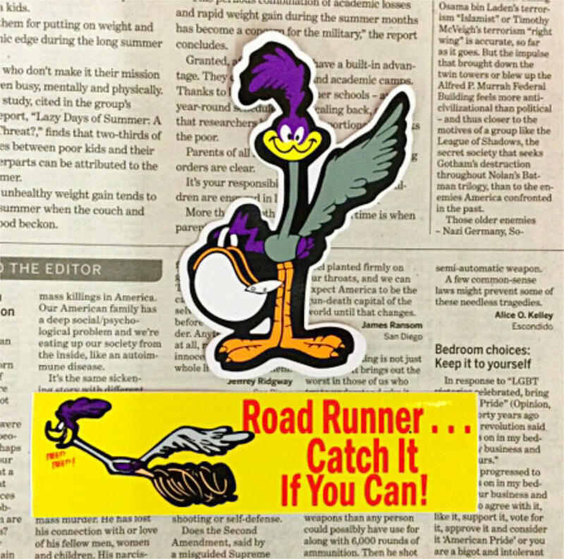 ステッカー2種セット／ROAD RUNNER ロードランナー ２枚セット ルーニーチューンズ 世田谷ベース 防水 車 バイク シール USA アメ雑