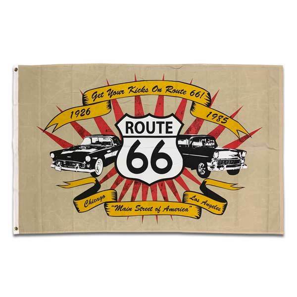 フラッグ〔 ROUTE66／ルート66－CAR ] 旗（ベージュ）チェッカー タペストリー SA インテリア雑貨 アメリカン雑貨 ガレージ ディスプレイ