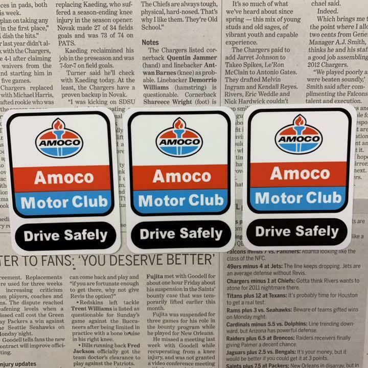 ステッカー3枚セット AMOCO Drive Safety アモコ　 デカール　シール　ビニール　アメリカン雑貨　USA　ロゴマーク