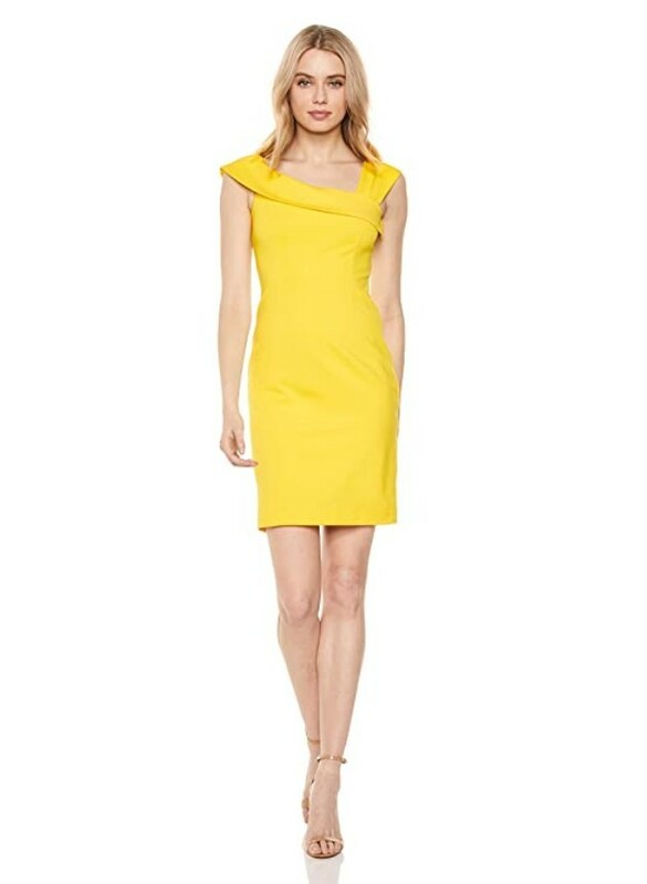 ■Yellow LARK & RO ラーク ＆ ロー 鮮やかな黄色 ドレス　ワンピース ■ 大きいサイズ ■アメリカ 14 Sz ( 17号 , 4L , XXXL 換算 ) 特大