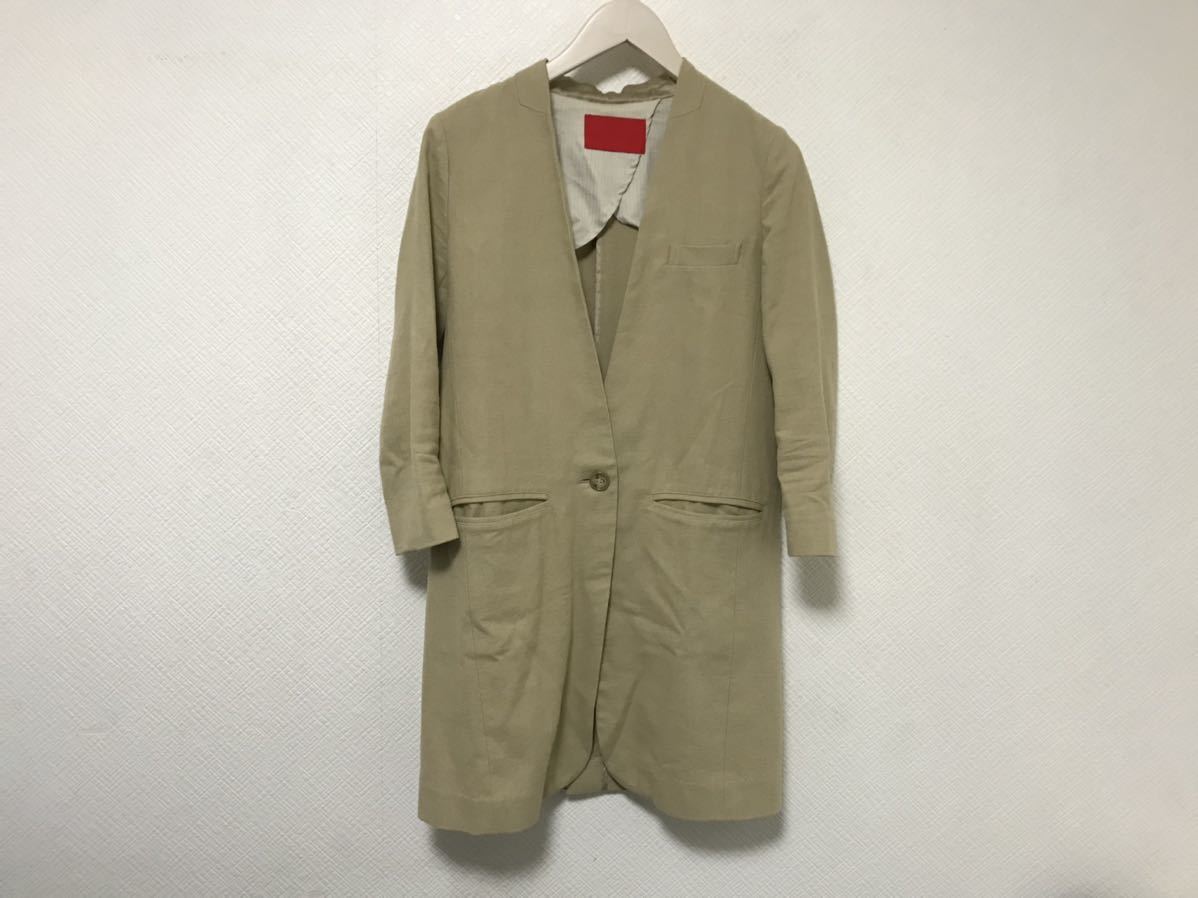 本物ナンバーヨンジュウヨンn°44テンセルロングチェスターコート長袖レディースアメカジサーフスーツベージュフリー日本製