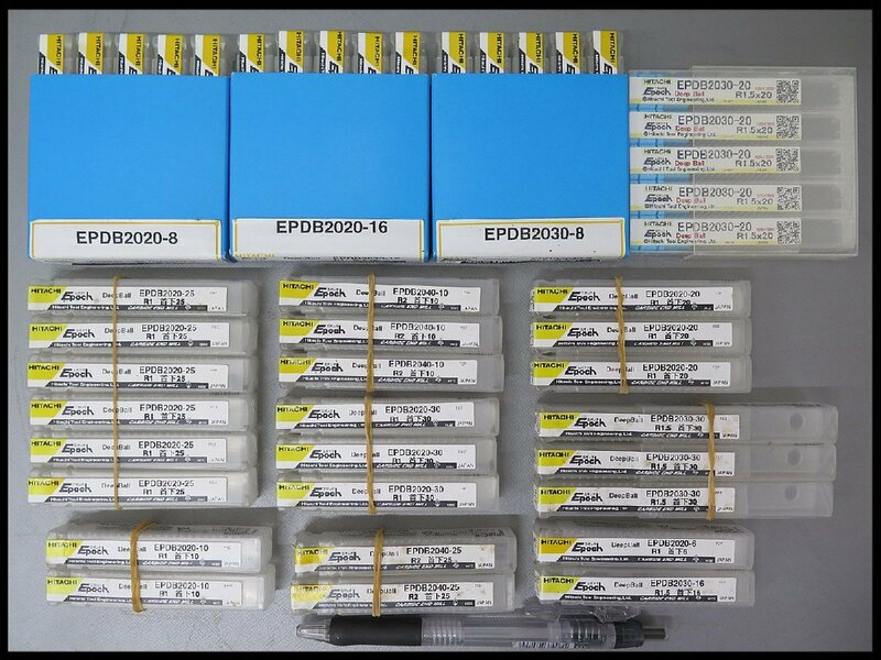 ■F-5) 未使用 13種44本! 日立ツール EPDB R1～2 エポック ディープ ボールエンドミル/超硬エンドミル EPDB2020-25/切削工具