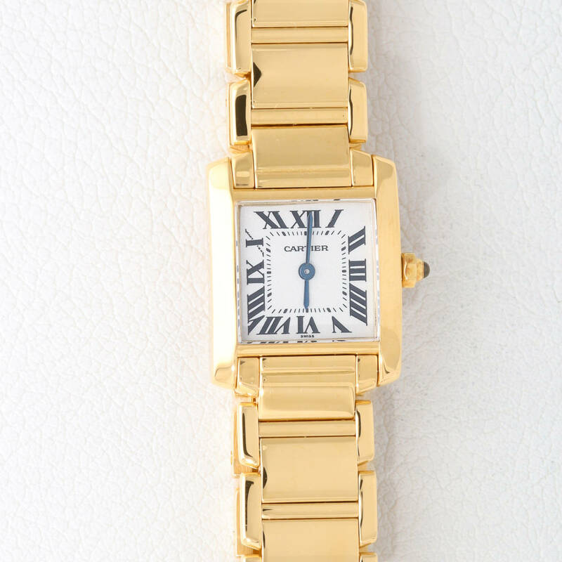 【美品】カルティエ タンクフランセーズ SM YG 金無垢 イエローゴールド レディース 腕時計 Cartier