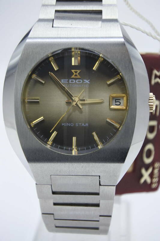 ☆☆☆スイス古いメーカー1970年代製　EDOX エドックスキングスター　カットガラス８振動ハック機能　自動巻紳士腕時計　デッドストック品