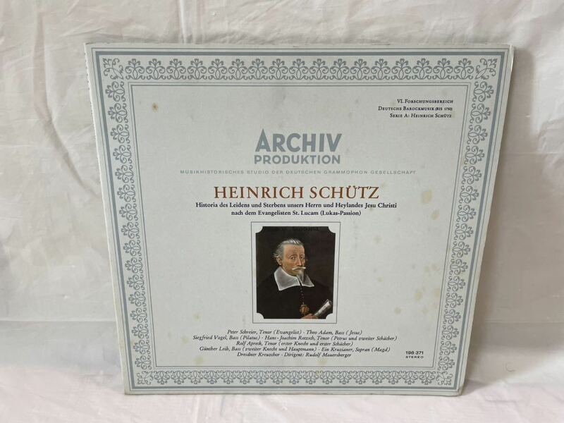 ●B507●LP レコード ハインリヒ・シュッツ Heinrich Schutz / ルカ受難曲 St.Luke Passion LP ARCHIV GERMANY 198371 66年盤 ドイツ盤