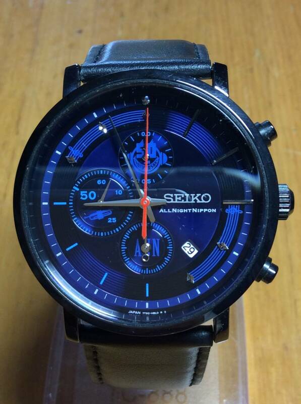 [稼働中] SEIKO セイコー オールナイトニッポン 50周年記念モデル 500本限定(211/500) クロノグラフ 腕時計 QZ 7T92-HBDO