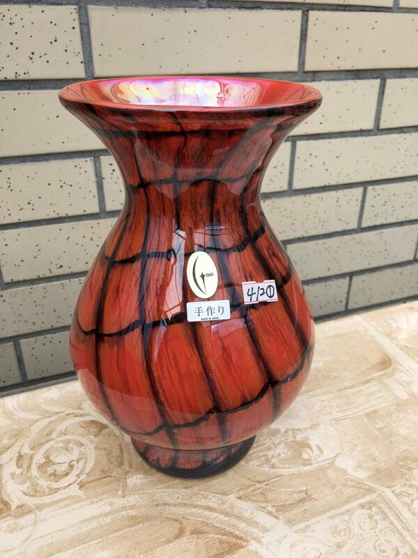 ◆うつわ屋◆懐かしの昭和レトロ★手造り吹きガラス花瓶SPM412①