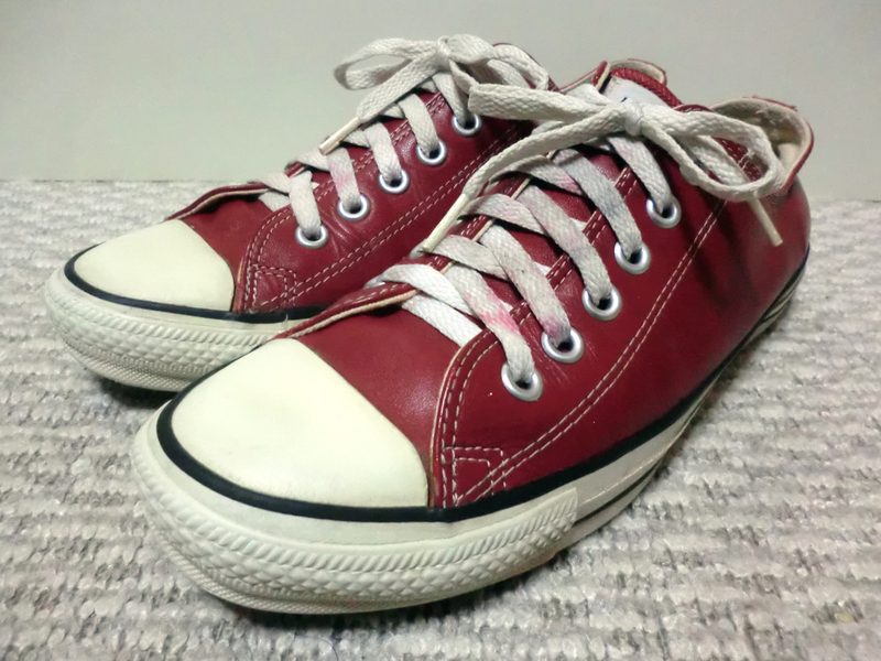 ♪90年代中期 米国製 Made in USA Converse ALL STAR LEATHER OX RED コンバース オールスター レザーOX 赤♪