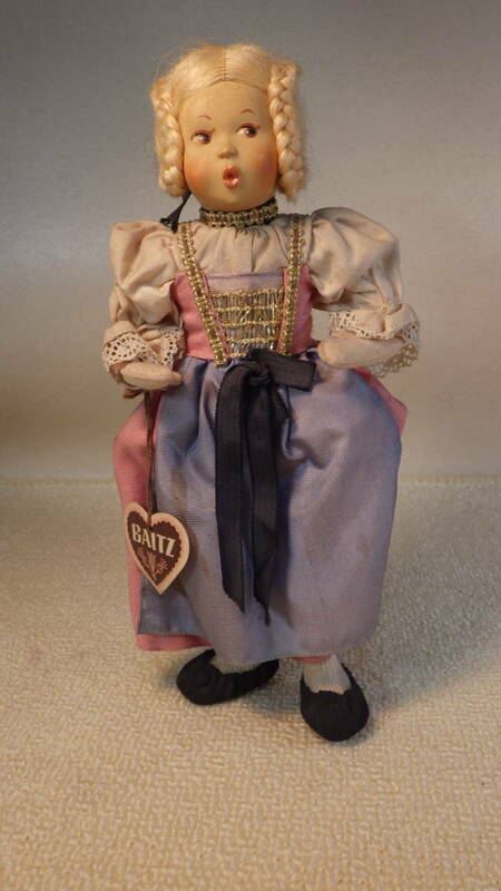 『口笛人形』　BAITZ　バイツ　人形 　ヴィンテージドール　　②　　オーストリア製　1940～70年代