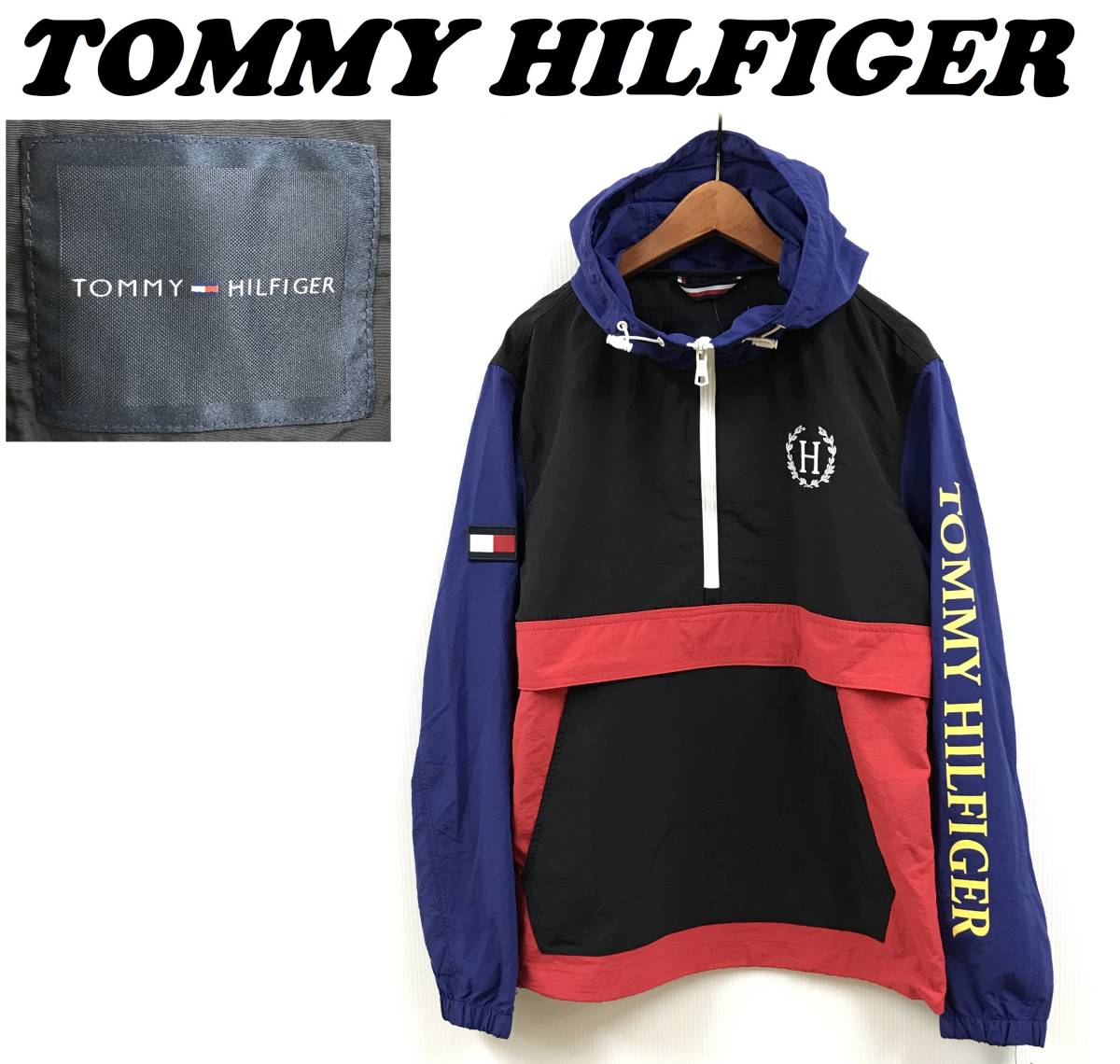 /S/ TOMMY HILFIGER ブルー レッド ブラック プルオーバーパーカー ジャケット メンズ トミーヒルフィガー レディース アウトドア