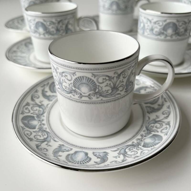 WEDGWOOD DOLPHINS ウェッジウッド ドルフィン デミタス カップ＆ソーサー 6客セット まとめ売り 英国 英国アンティーク 美品 A
