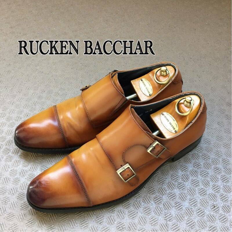 ★【 RUKEN BACCHAR 】★ Wモンクストラップ ストレートチップ ドレスシューズ★サイズ26