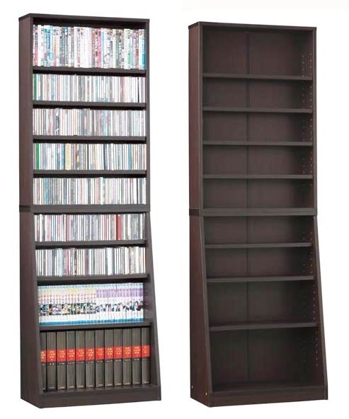 幅60cm大容量の薄型文庫本棚　DVDコミック本などを大量収納SOHO書棚60-180cm　ダークブラウン_cd