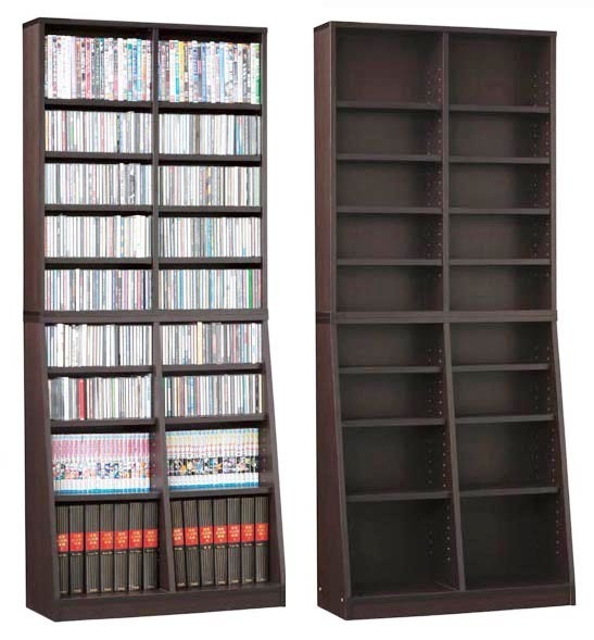 文庫本DVDコミック本などを大量収納SOHO書棚75-180cm　ダークブラウン_h