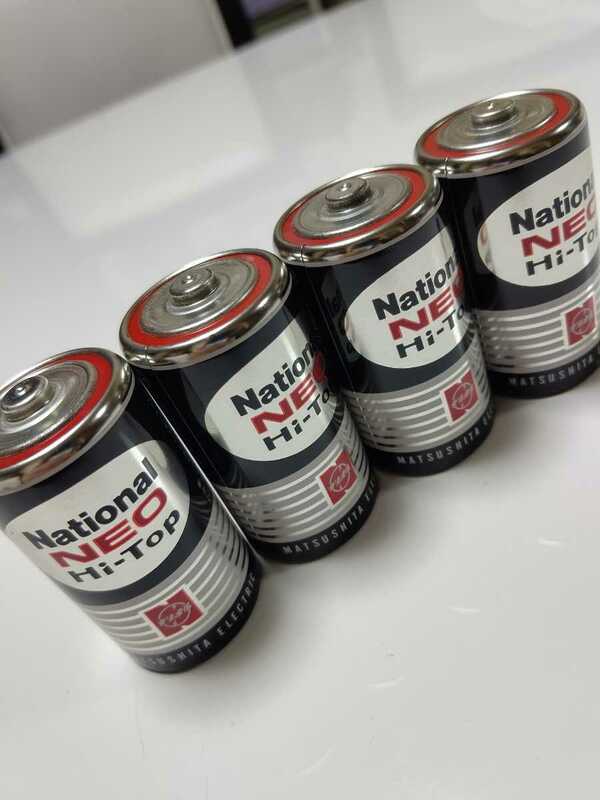 ナショナル National NEO Hi-Top単一形 乾電池 レトロ 使用済 4本 松下電池工業 現Panasonic 単一電池 MATUSHIUTA ELECTRIC